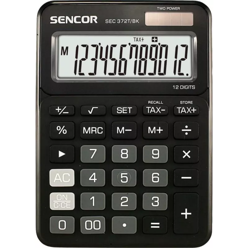 Υπολογιστής SENCOR SEC 372BK 12ψήφια οθόνη LCD απλός επιτραπέζιος υπολογιστής, λειτουργία με μπαταρία