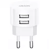 USAMS US-CC080 T20 στρογγυλός φορτιστής ταξιδιού, 2x USB, 5 V 2,1 A, 10 W, λευκός