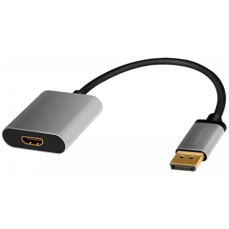 LogiLink CDA0108 Προσαρμογέας καλωδίου βίντεο 0,15 m DisplayPort HDMI Μαύρο Γκρι