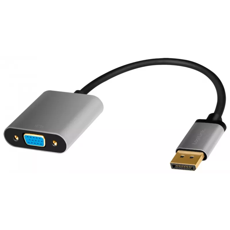 LogiLink CDA0109 Προσαρμογέας καλωδίου DisplayPort σε VGA 0,15 m Μαύρο Γκρι
