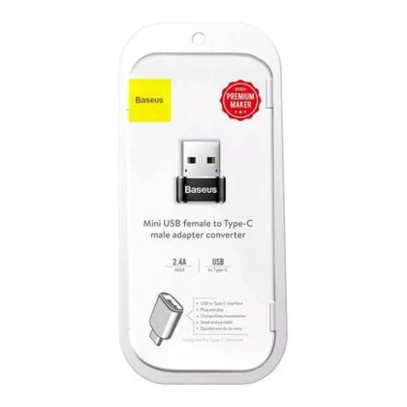 Baseus βύσμα USB σε υποδοχή Type-C αντάπτορας μετατροπέας μαύρο