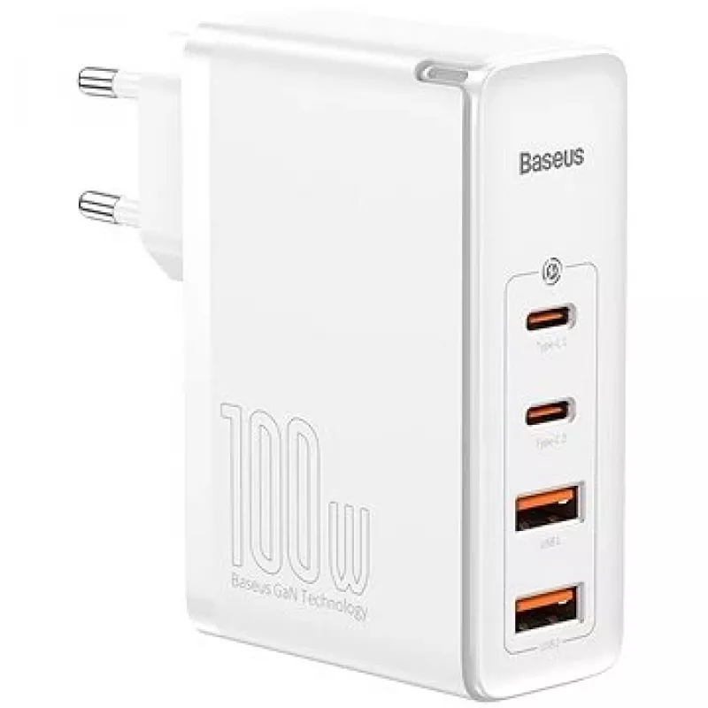 Φορτιστής ταξιδιού Baseus GaN2 Pro Quick 2x USB + 2x USB-C, 100W, EU (Λευκό)