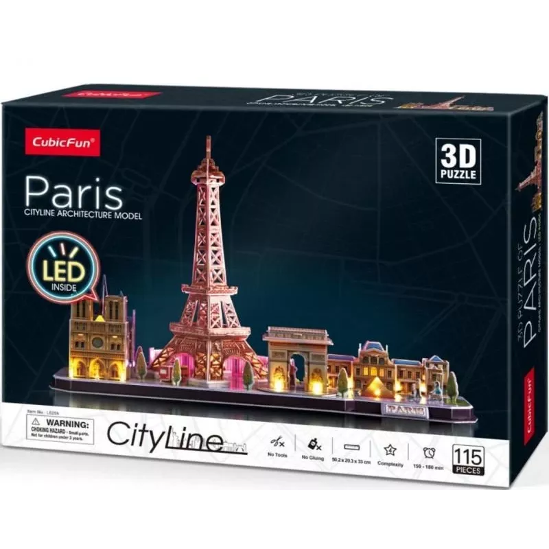 3D Puzzle CubicFun City Line Paris LED 115 τεμ.