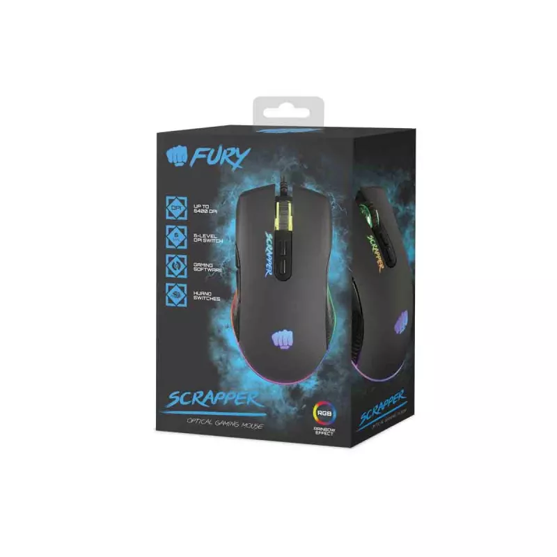 FURY Scrapper Ποντίκι Gaming Αμφιδέξιο USB Type-A Οπτικό 6400 DPI