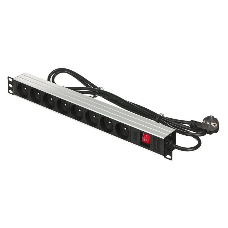 Alantec Πολύπριζο 19 ιντσών 1U, 8x CEE 7/5, διακόπτης, 1.8m (PZ081U)