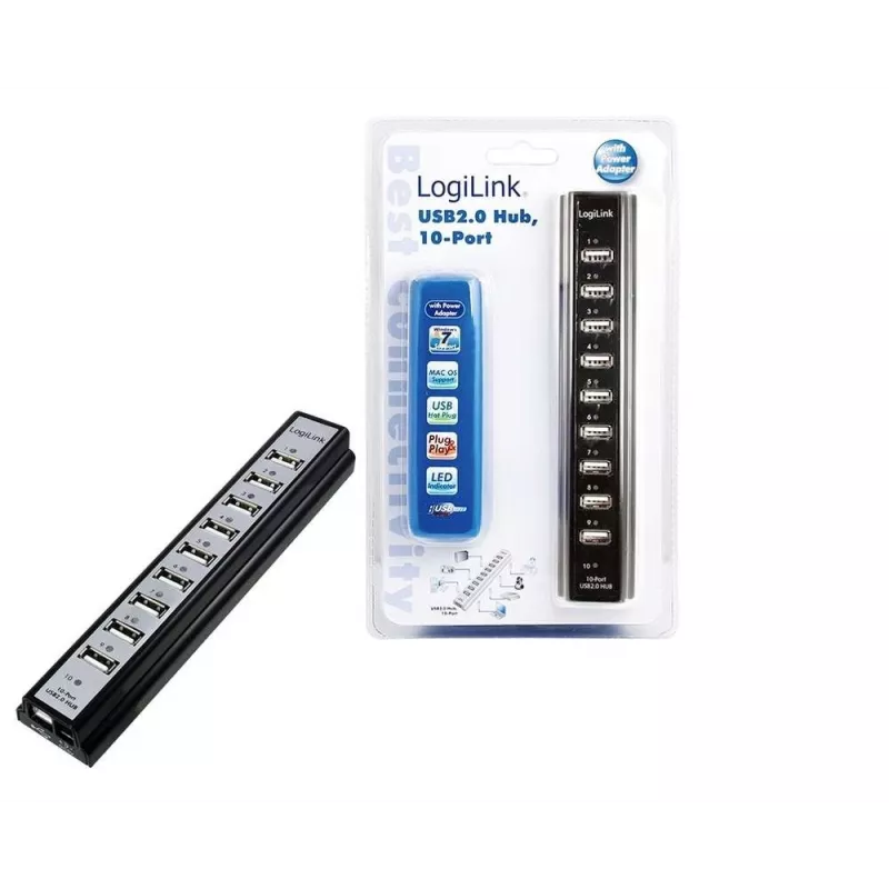 LogiLink UA0096 USB hub 480 Mbit/s μαύρο