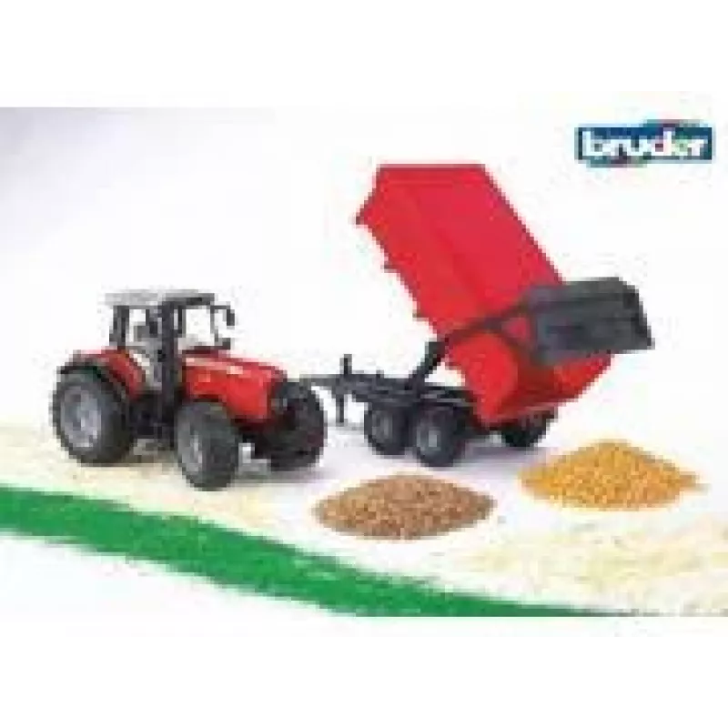 Μοντέλο τρακτέρ BRUDER Massey Ferguson 7480 με ανατρεπόμενο ρυμουλκούμενο
