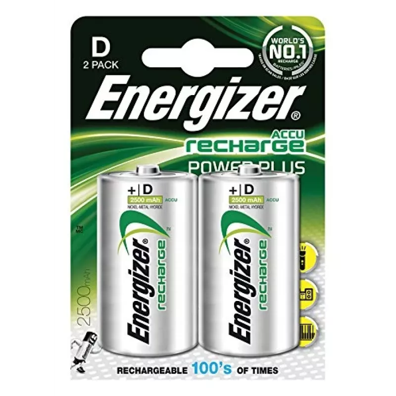 Επαναφορτιζόμενη μπαταρία Energizer NiMH D 2500mAh - συσκευασία 2 τεμ.