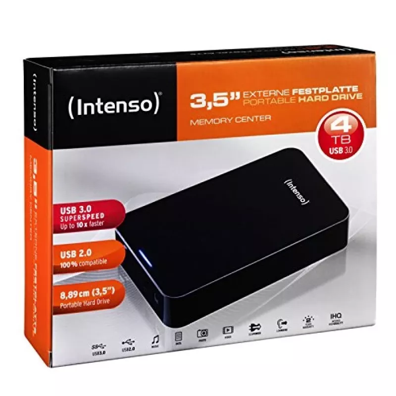 Intenso Memory Center 4TB USB 3.0 3,5 ίντσες εξωτερικός σκληρός δίσκος, Μαύρο (6031512)