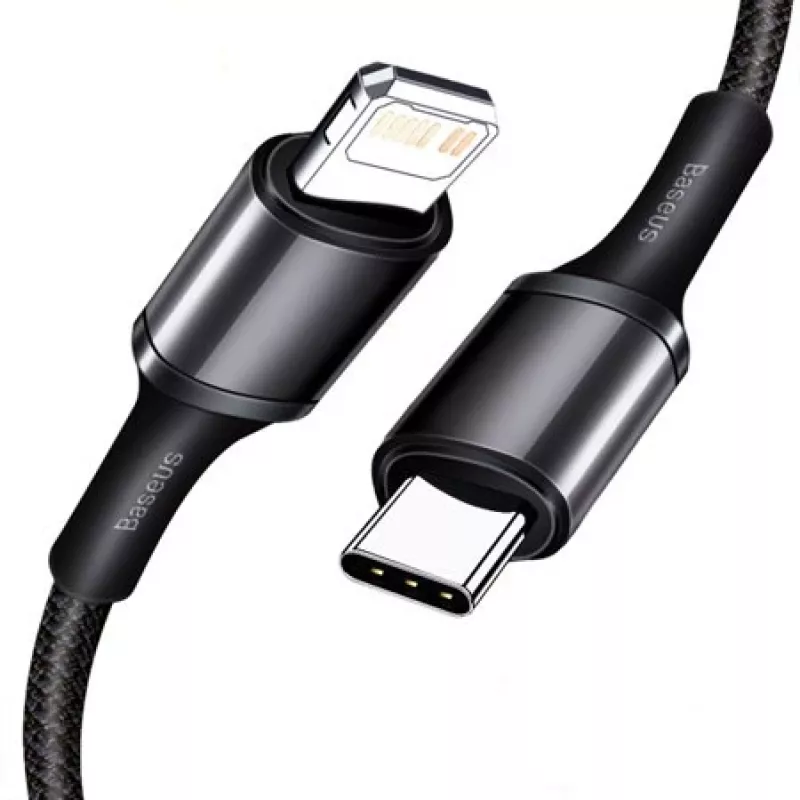 Baseus High Density Πλεκτό καλώδιο Type-C σε Lightning, PD, 20W, 1m (Μαύρο)