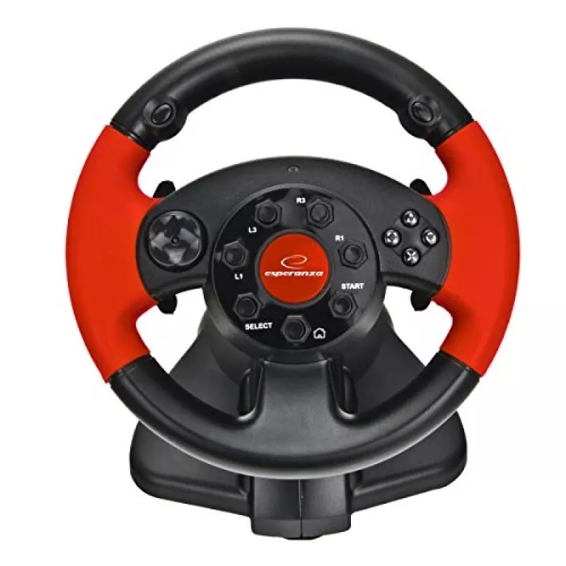 Τιμόνι ESPERANZA EG103 Gaming-Controller — PC/PS2/PS3, 13 πλήκτρα, δόνηση, αισθητήρας επιτάχυνσης, μαύρο/κόκκινο