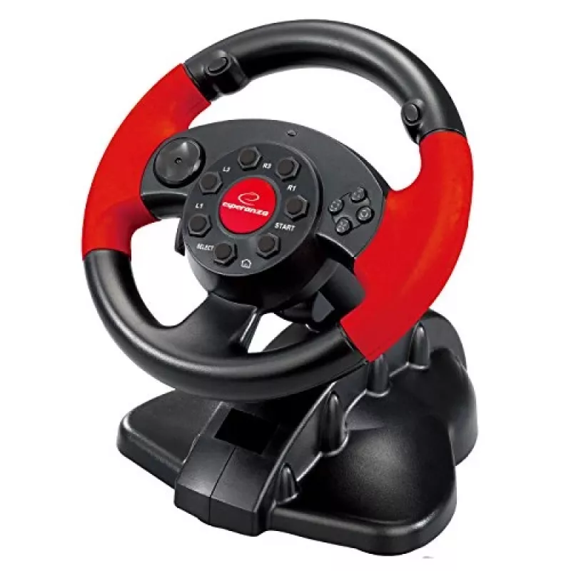 Τιμόνι ESPERANZA EG103 Gaming-Controller — PC/PS2/PS3, 13 πλήκτρα, δόνηση, αισθητήρας επιτάχυνσης, μαύρο/κόκκινο