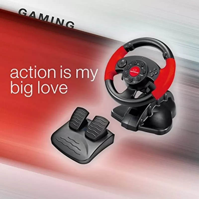 Τιμόνι ESPERANZA EG103 Gaming-Controller — PC/PS2/PS3, 13 πλήκτρα, δόνηση, αισθητήρας επιτάχυνσης, μαύρο/κόκκινο