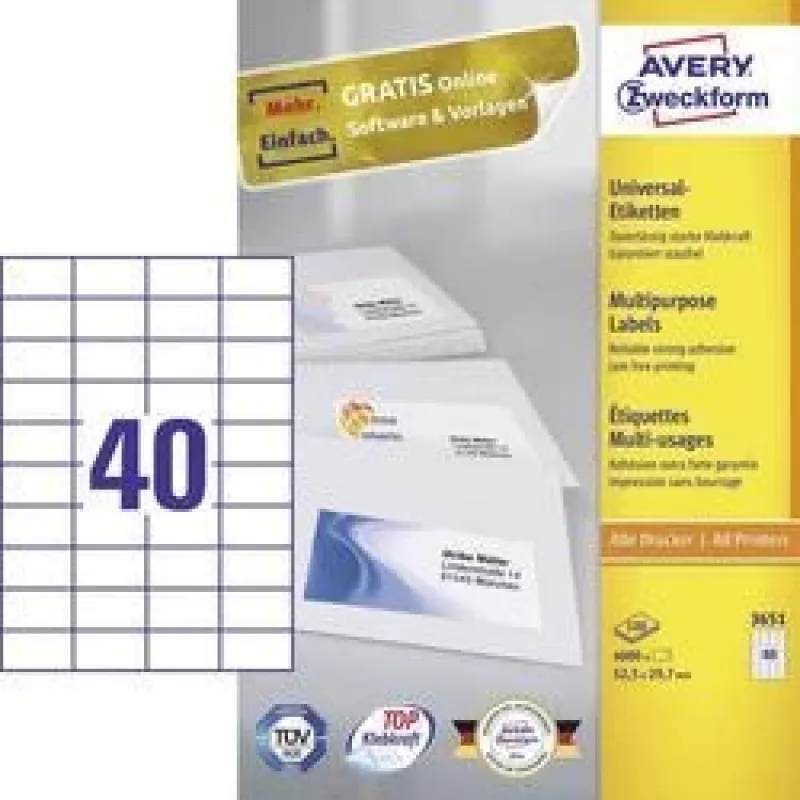 Avery Zweckform 3651 universal ετικέτες 52,5 x 29,7 mm 100 φύλλα λευκό