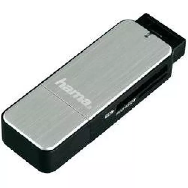 Hama 123900 αναγνώστης καρτών USB 3.0 SD/microSD, αλουμίνιο, μαύρο/ασημί