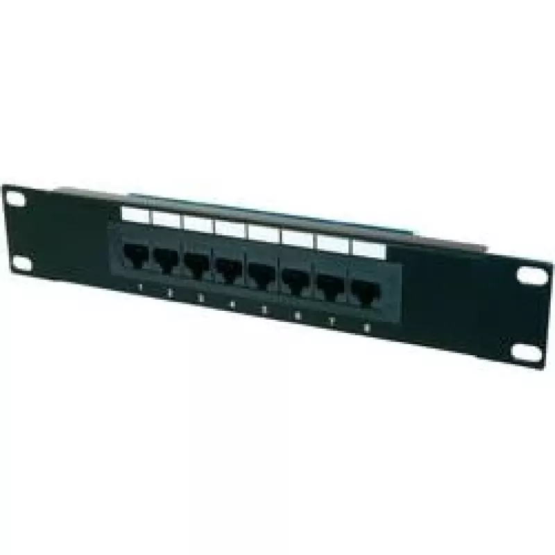Patch panel 10 8 θυρών, Cat5e, U/UTP, 1U, μαύρο (πλήρες)