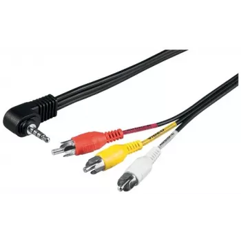 Καλώδιο προσαρμογέα Wentronic Goobay 3,5 mm jack/RCA, 1,5 m – Βύσμα jack 3,5 mm (4 ακίδων, Στερεοφωνικό) 90° > 3x Βύσμα RCA (50209)