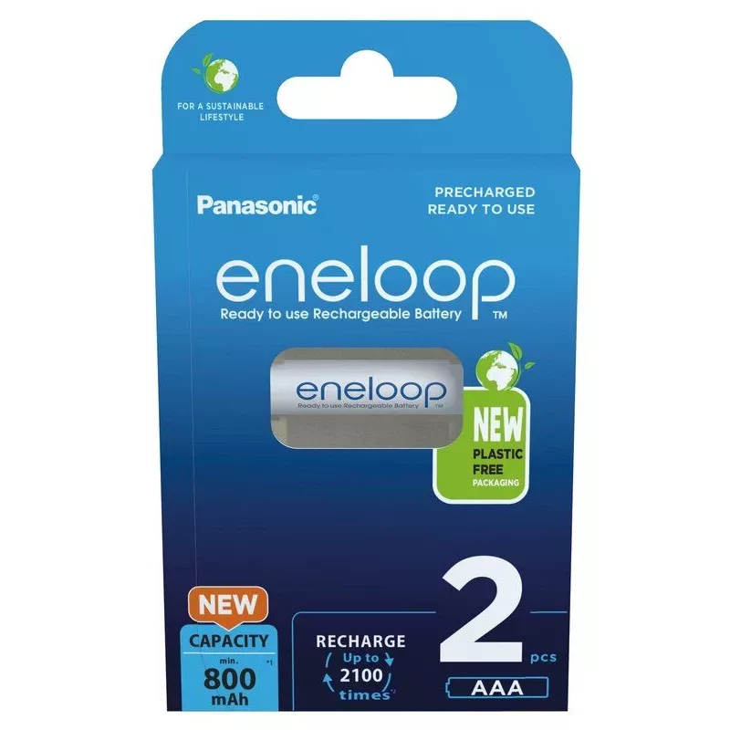 Επαναφορτιζόμενες μπαταρίες PANASONIC ENELOOP AAA 800 mAh 2 τεμ. (BK-4MCDE/2CP)