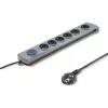Προστασία Υπέρτασης Qoltec 50165 Γκρι 6 Πρίζες AC 230 V 1,8 m