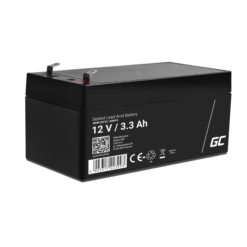Μπαταρία UPS Green Cell AGM19 μολύβδου-υαλοβάμβακα 12 V 3,3 Ah