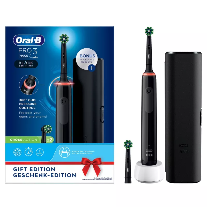 Oral-B Pro 3 3500 περιστρεφόμενη οδοντόβουρτσα για ενήλικες μαύρο