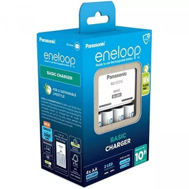 Φορτιστής μπαταριών PANASONIC Eneloop Basic BQ-CC51 + 4x AA 2000 mAh (K-KJ51MCD40E)