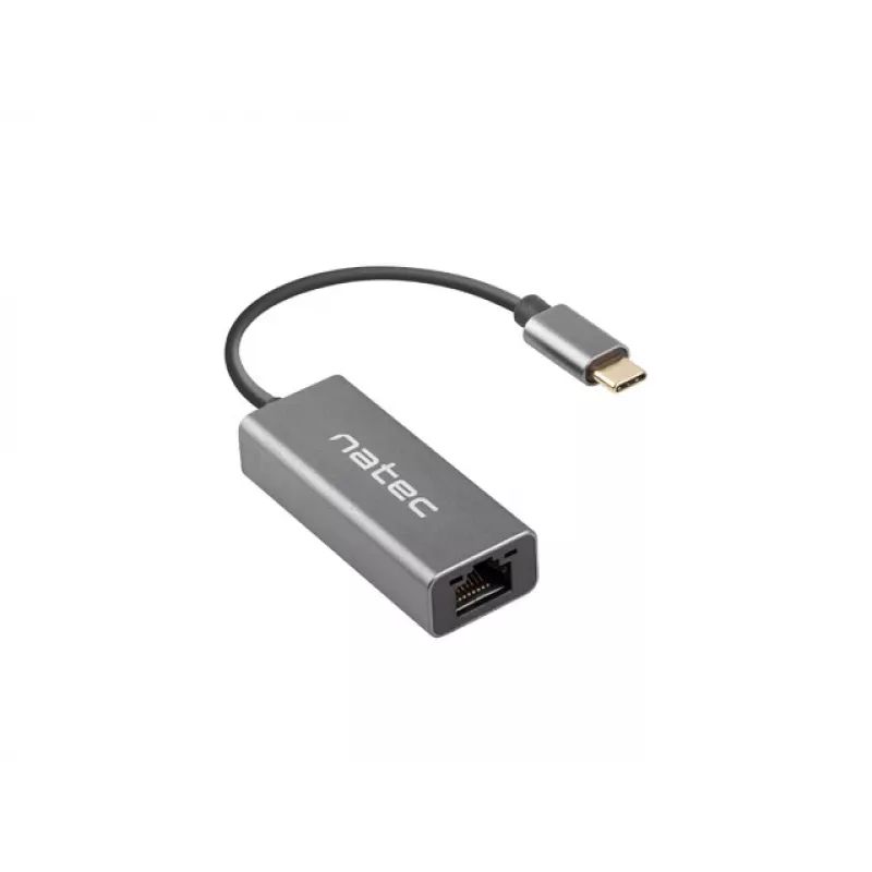 Natec Cricket NNC-1925 προσαρμογέας Ethernet USB-C 3.1 Gen 1 σε RJ45, 1000 Mbit/s, καλώδιο 15 εκ., αλουμίνιο, γκρι