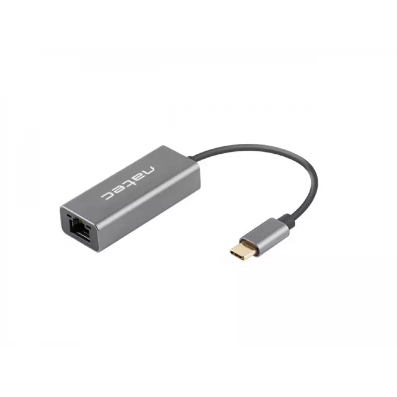 Natec Cricket NNC-1925 προσαρμογέας Ethernet USB-C 3.1 Gen 1 σε RJ45, 1000 Mbit/s, καλώδιο 15 εκ., αλουμίνιο, γκρι