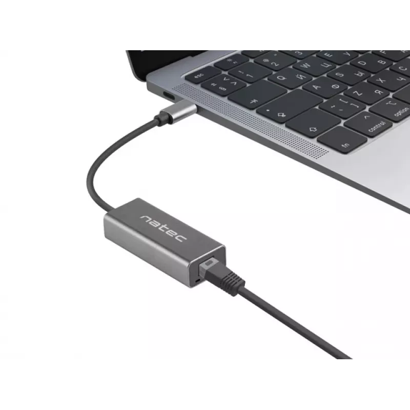 Natec Cricket NNC-1925 προσαρμογέας Ethernet USB-C 3.1 Gen 1 σε RJ45, 1000 Mbit/s, καλώδιο 15 εκ., αλουμίνιο, γκρι