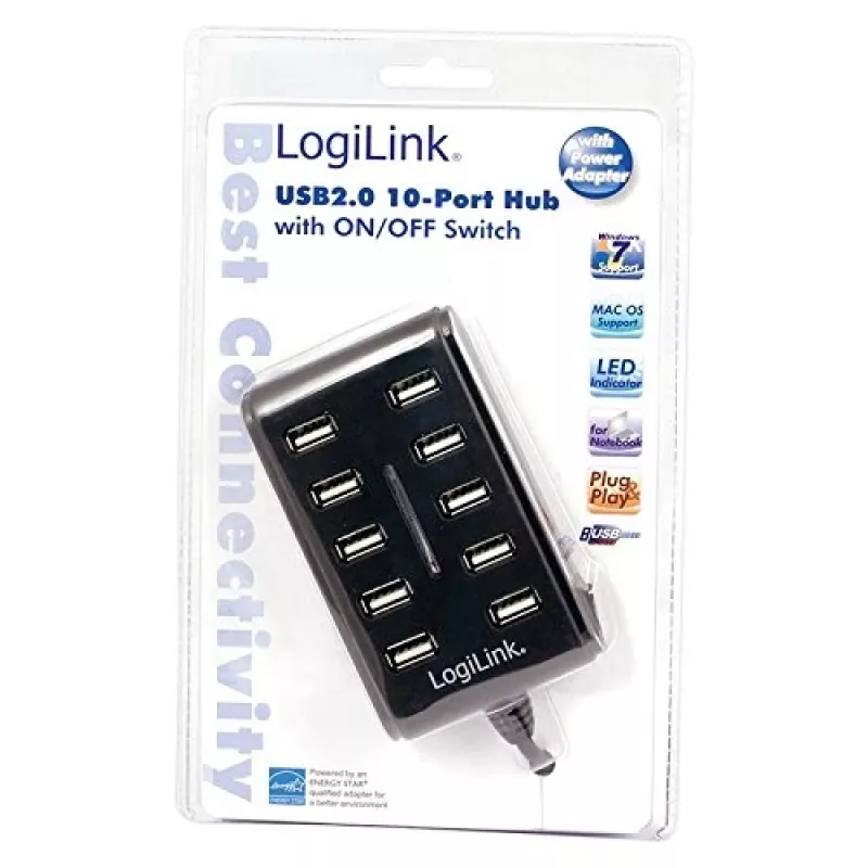 Logilink UA0125 USB Hub 10-Port USB2.0 με τροφοδοτικό 3.5A, | Logilink