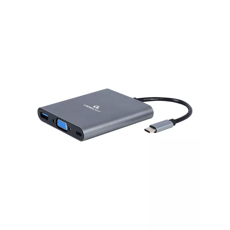 Gembird A-CM-COMBO6-01 προσαρμογέας πολλαπλών θυρών USB-C 6 σε 1, USB 3.1 Gen 1, HDMI 4K, VGA, PD 60 W, συσκευή ανάγνωσης SD/microSD, ήχος 3,5 mm, γκρι
