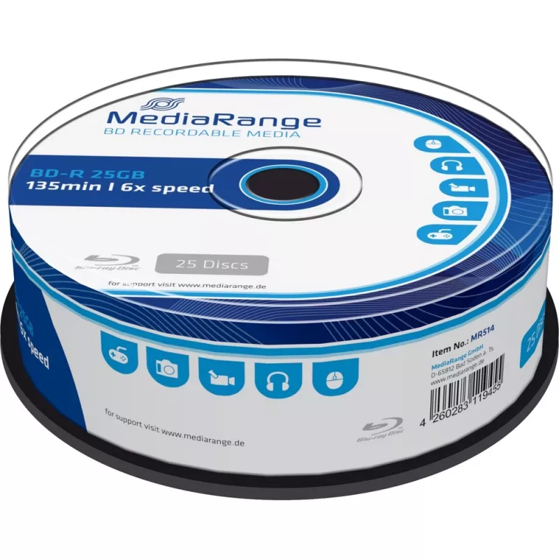 BD-R Κενό μέσο MediaRange MR514 25 GB 25 τεμ.
