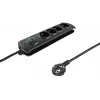 Qoltec 50105 Πολύπριζο με προστασία υπέρτασης, 4 θέσεων, μαύρο