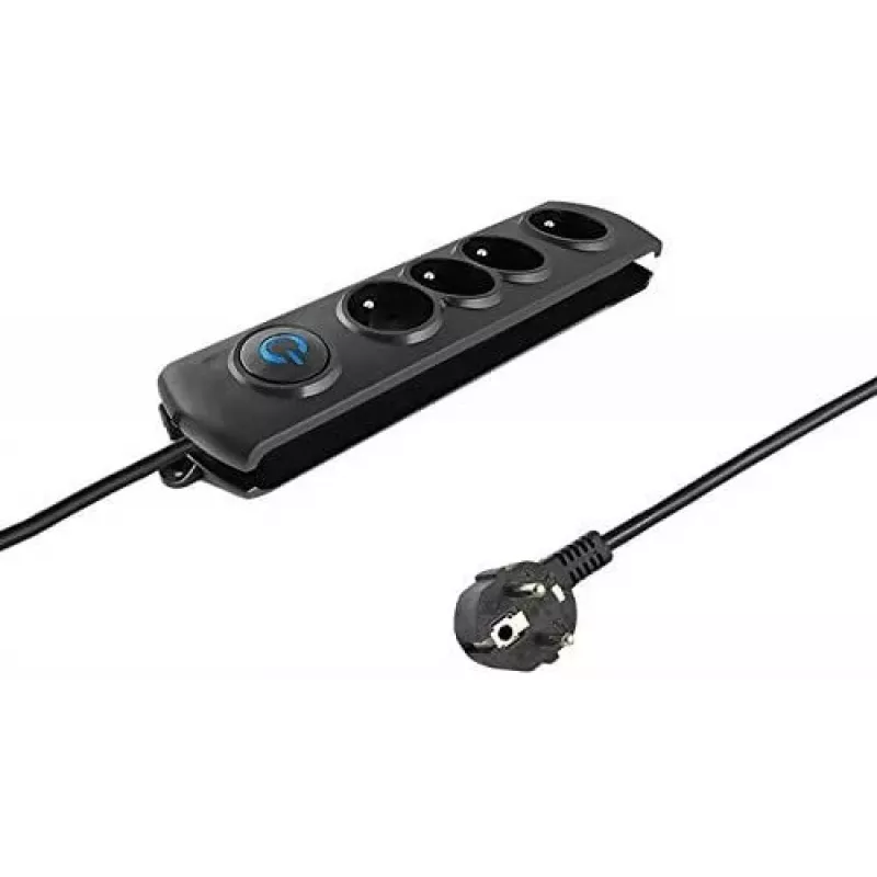 Qoltec 50105 Πολύπριζο με προστασία υπέρτασης, 4 θέσεων, μαύρο