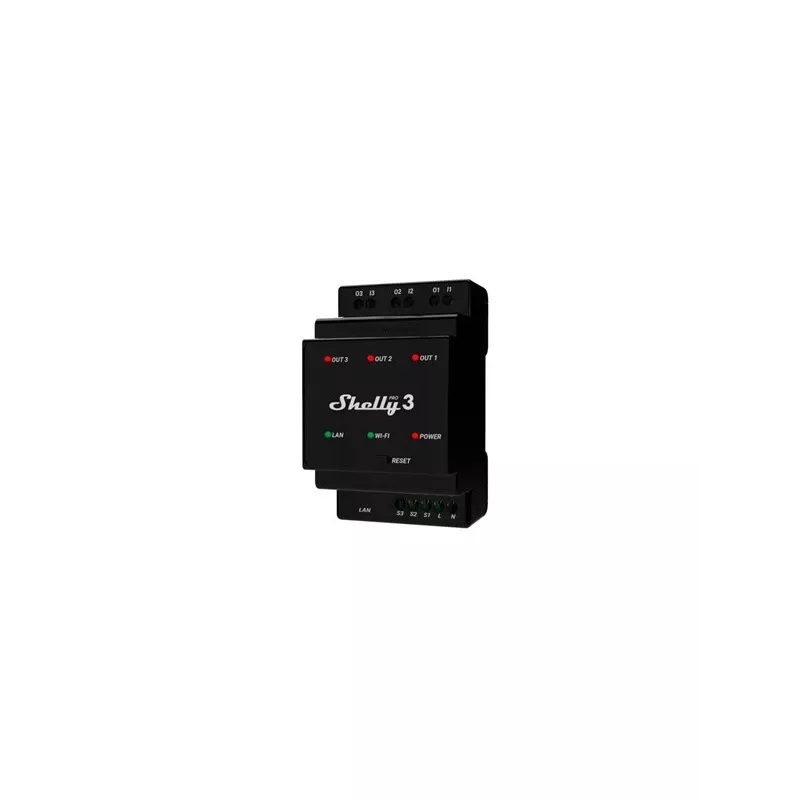 Shelly Pro 3 ρελέ-διακόπτης WiFi/LAN/Bluetooth ράγας DIN