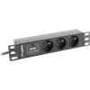 Πολύπριζο LANBERG PDU-03E-0200-BK — 1HE, 3x υποδοχές Type-E, 220–250 V, 16 A, καλώδιο 2 m, μαύρο