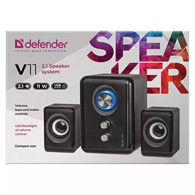 DEFENDER Ηχεία V11 11 W ενσύρματα 2.1 δορυφορικά ηχεία desktop, USB 5 V, μαύρα