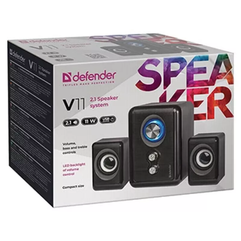 DEFENDER Ηχεία V11 11 W ενσύρματα 2.1 δορυφορικά ηχεία desktop, USB 5 V, μαύρα