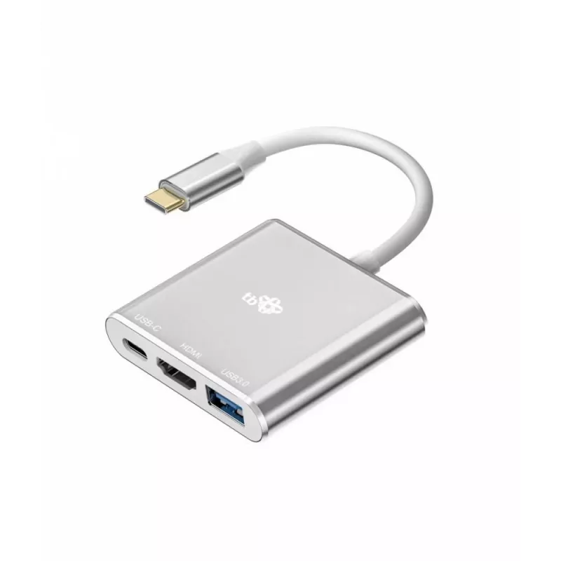 Προσαρμογέας-Hub USB-C TB AKTBXVAU3HMPDAV — 3-in-1: HDMI + USB-A + USB-C PD, ασημί