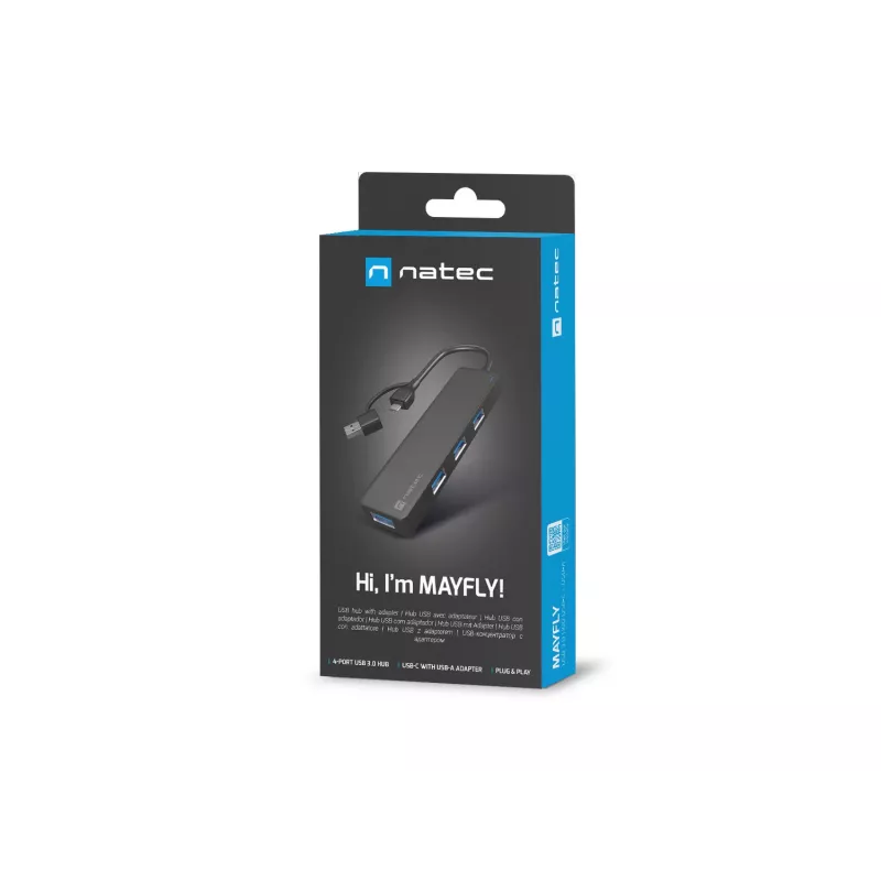 USB Hub NATEC Mayfly USB 3.2 Gen 1 Type-A Type-C 5000 Mbit/s Μαύρο
