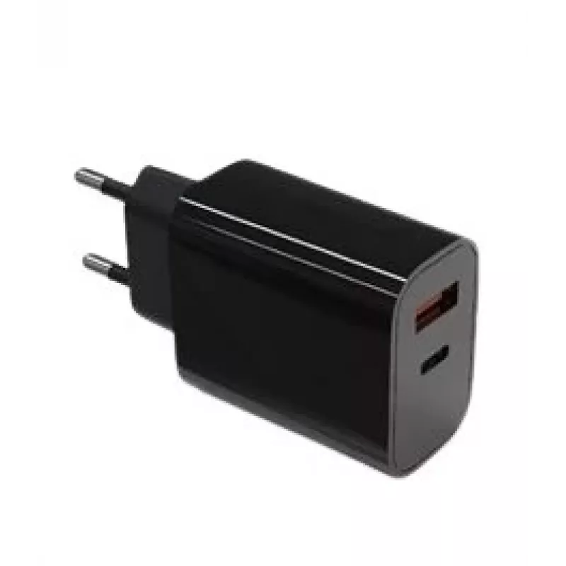 Φορτιστής τοίχου 2x3A USB-C + USB-A Power Delivery μαύρος