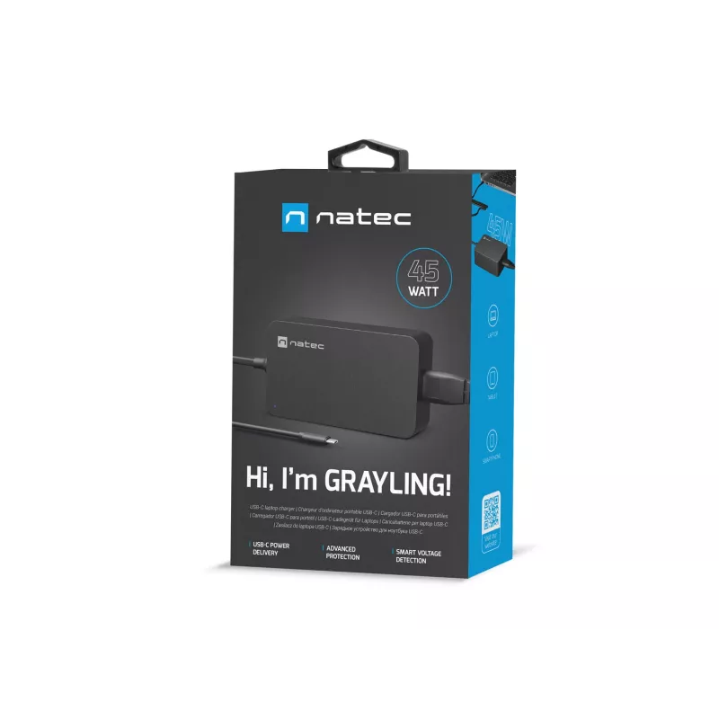 NATEC Grayling USB-C 45W τροφοδοτικό Universal μαύρο