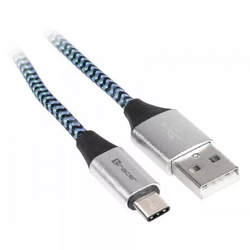 Καλώδιο USB Tracer TRAKBK46266 USB 2.0 1 m USB-C USB-A μαύρο μπλε ασημί