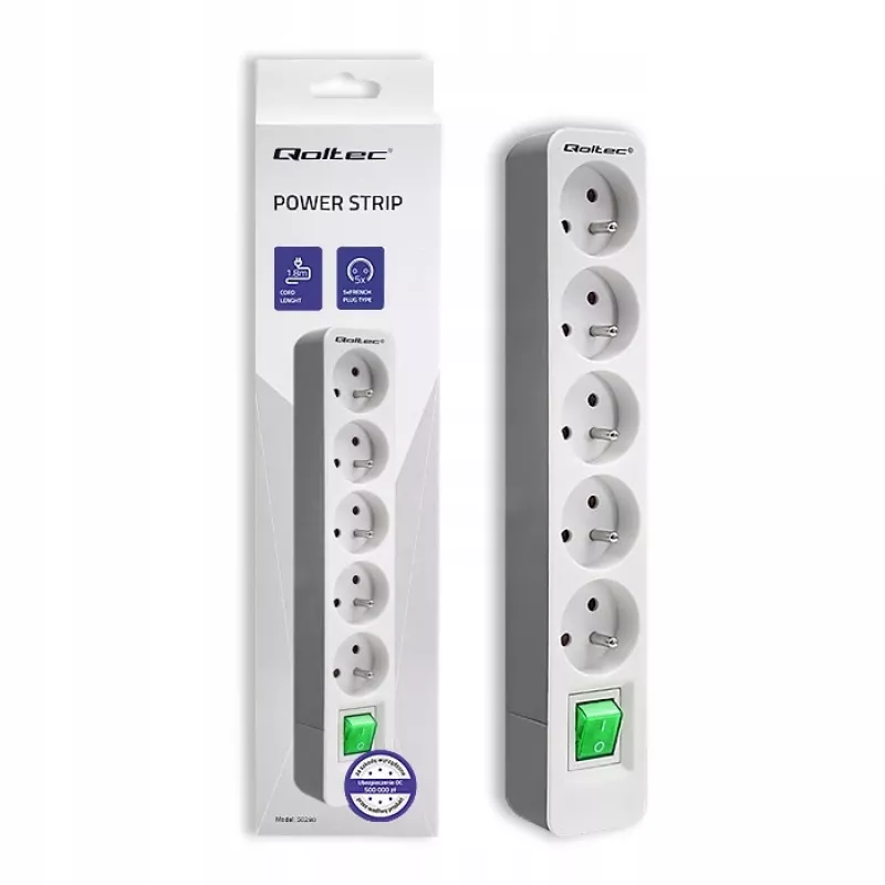 Qoltec 50290 Πολύπριζο 1,8 m 5 πρίζες εσωτερικού χώρου λευκό