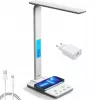 Media-Tech MT222 Leditou φωτιστικό γραφείου LED με ασύρματο φορτιστή Qi 15 W, ρολόι, ξυπνητήρι, θερμόμετρο, λευκό