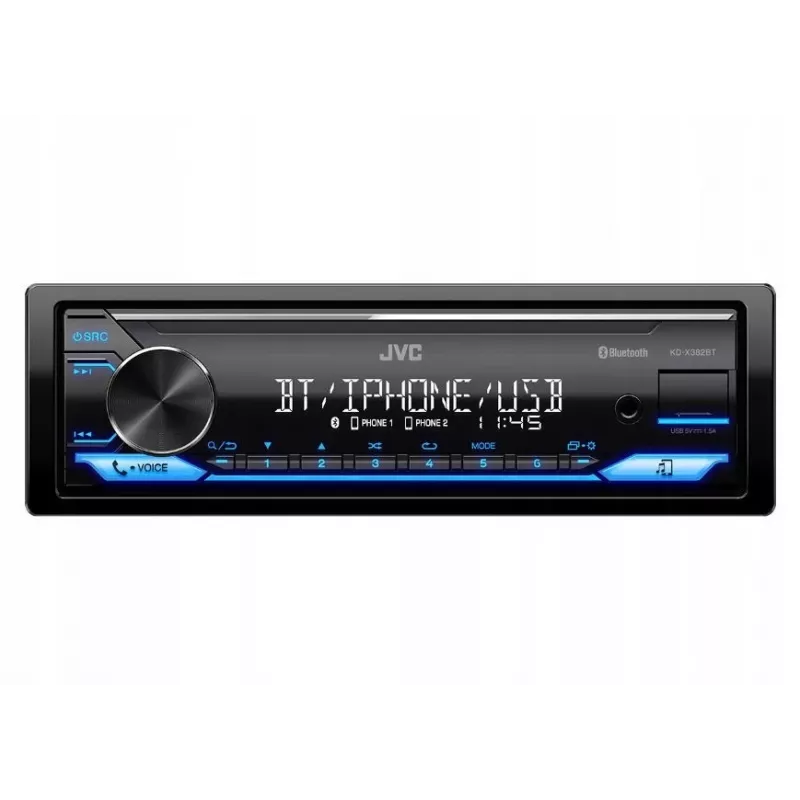 Αυτοραδιόφωνο JVC KDX-382BT με Bluetooth και USB — Single DIN, είσοδος AUX, δέκτης FM