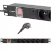 Μονάδα διανομής ρεύματος LANBERG PDU-06E-0200-BK — 6x έξοδοι Type-E, 16 A, καλώδιο 2 m, Rack 1HE, 220–250 V