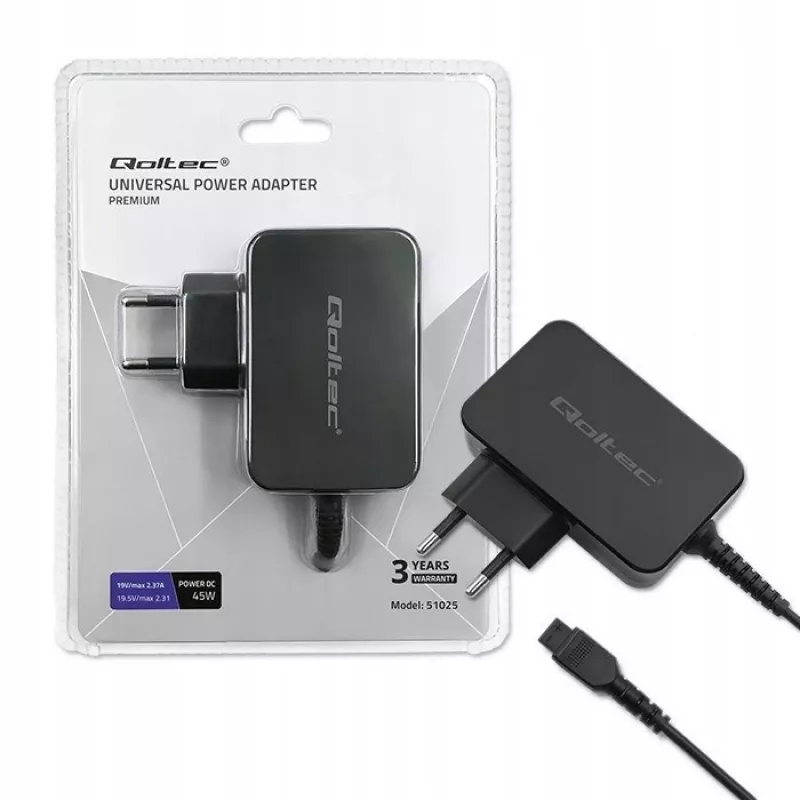 Τροφοδοτικό/μετασχηματιστής τάσης Qoltec 51025 για εσωτερικό χώρο μαύρο