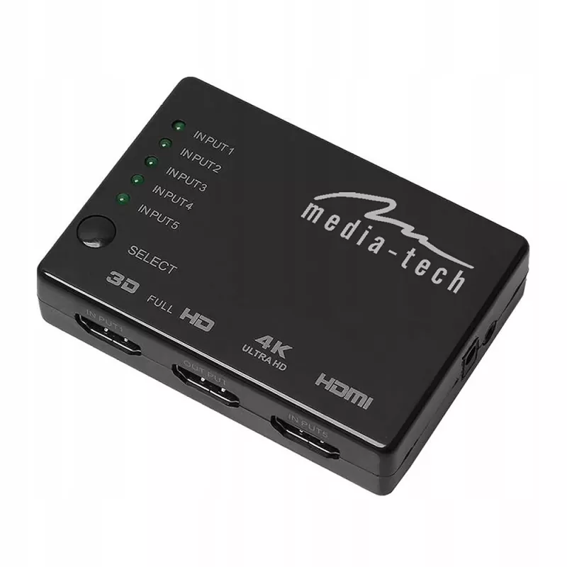 Διακόπτης HDMI MEDIA-TECH MT5207, 5x εισόδους HDMI, 1x έξοδο HDMI, μαύρο