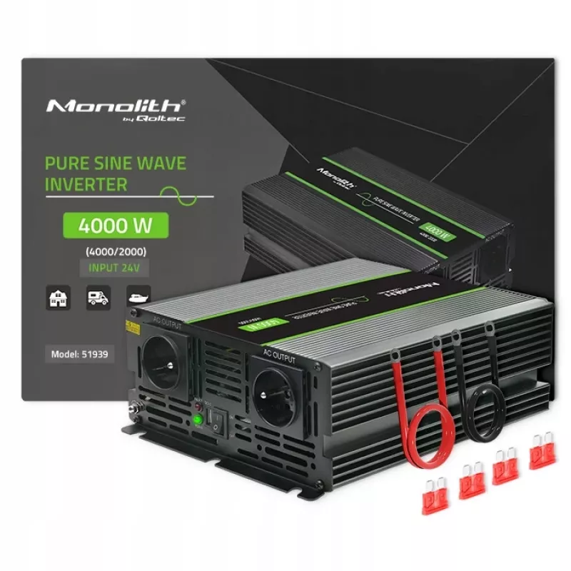 Qoltec Monolith Προσαρμογέας/μετατροπέας ρεύματος αυτοκινήτου 4000 W Μαύρο